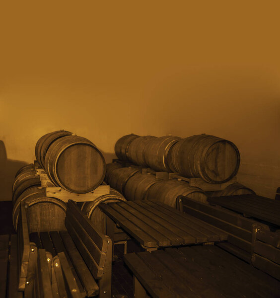 wooden vine barrels