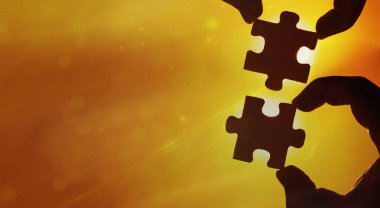 Puzzle parçaları ile el