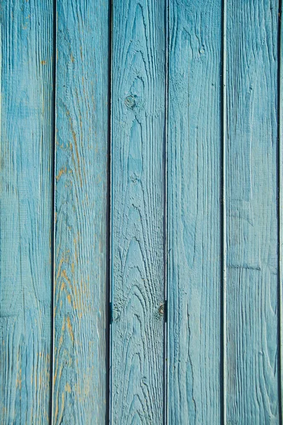 Starý malovaný modrý dřevěný plot — Stock fotografie