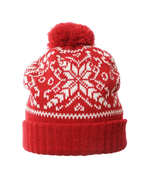 Cappello rosso invernale in maglia . — Foto Stock