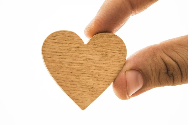 Hand holding  wood heart — Stock Photo, Image