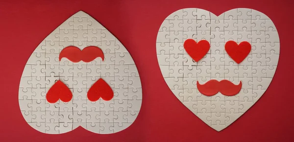 Hearts from puzzle pieces — Stock Photo, Image