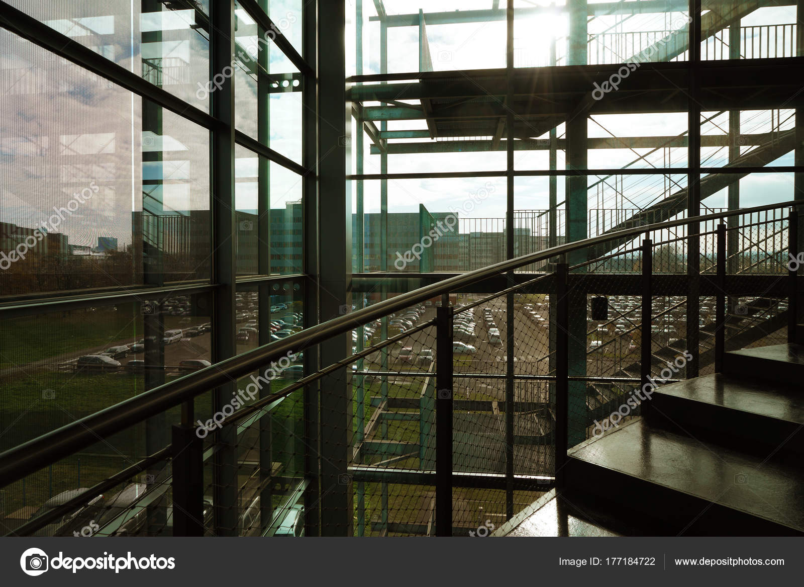 Stone Stairs Modern Interior Glass Railing Stairs Leading