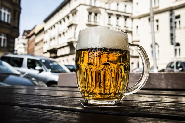 Prague Czech Republic May 2017 One Mug Traditional Czech Beer — Stock Photo, Image