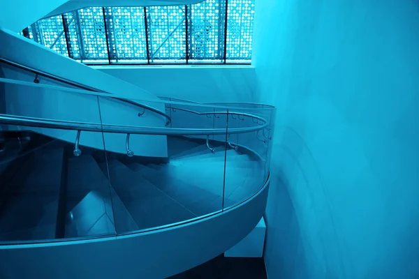 Modern Glass Staircase Spiral Circle Staircase Interior — Stock Photo, Image