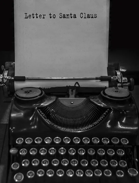 Carta Para Pai Natal Preto Retro Vintage Envelhecido Máquina Escrever — Fotografia de Stock