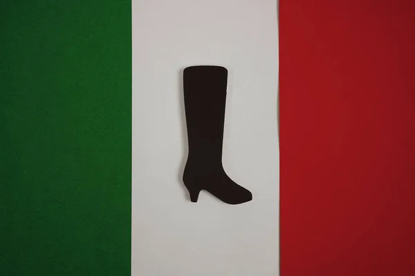 Bota Silhoutte Objekt Italskou Vlajkou Trikolorní Vlajka Itálie — Stock fotografie