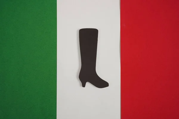 Boot Silhoutte Oggetto Bandiera Italiana Tricolore Bandiera Italia — Foto Stock