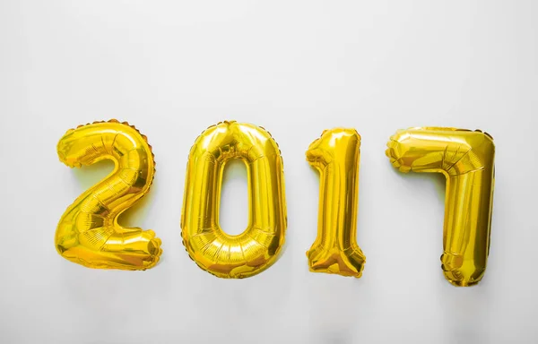 Złote Balonów Białym Tle Szczęśliwego Nowego Roku 2017 — Zdjęcie stockowe