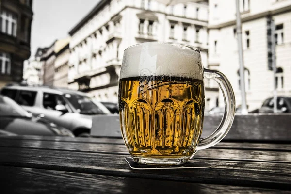 Praga República Checa Mayo 2017 Una Taza Cerveza Tradicional Checa —  Fotos de Stock