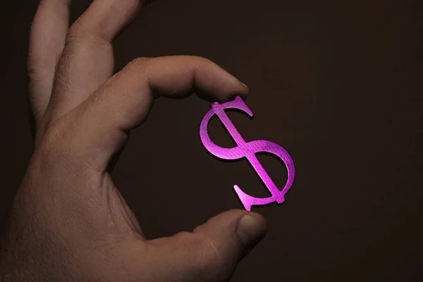 Мужская Рука Держит Доллар Симбол Изолирован — стоковое фото