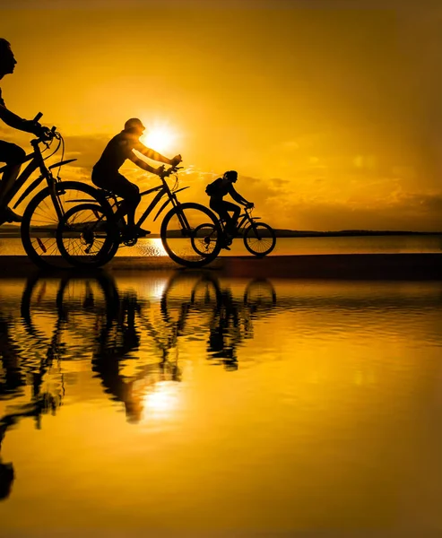 Sporty company of friends on bicycles — Stock Photo, Image