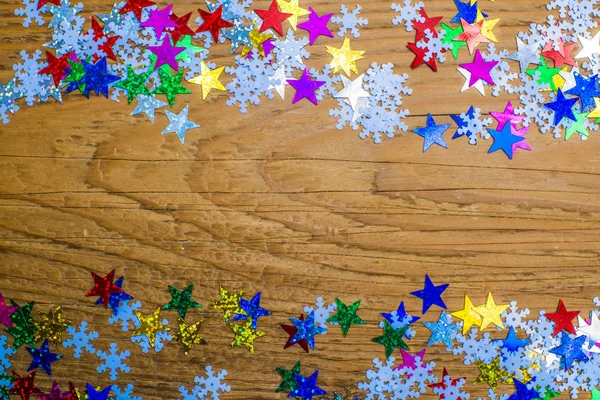 Resumen Fondo Con Copos Nieve Estrellas Tarjeta Navidad — Foto de Stock