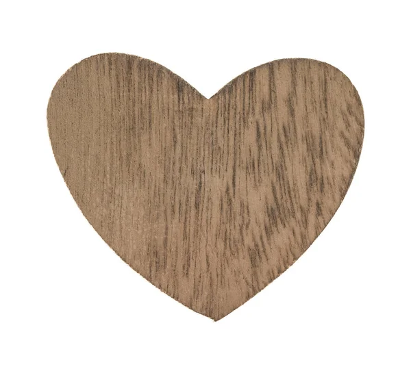 Wooden Heart Isolated White Background — Stock Photo, Image