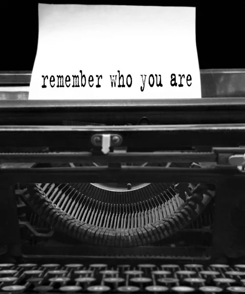 Details Old Retro Vintage Aged Typewriter Vintage Style Remember Who — Stock Photo, Image