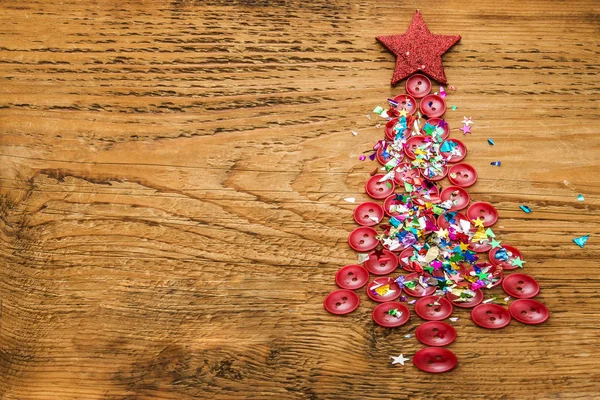 Coleção Vários Botões Costura Organizados Como Árvore Natal Feliz Ano — Fotografia de Stock