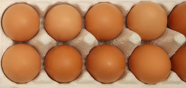 Antecedentes Navideños Huevos Marrones Pollo Primer Plano Ver Fondo Alimentos — Foto de Stock