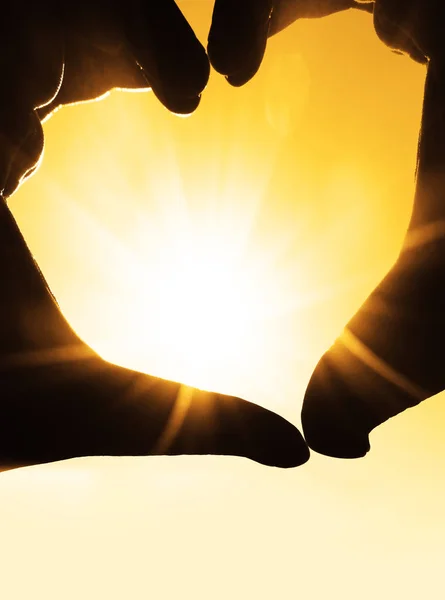 Hands Shape Heart Sunlight Background — Stock Photo, Image