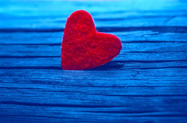 Feliz Dia Dos Namorados Forma Coração Vermelho Textura Placa Madeira — Fotografia de Stock