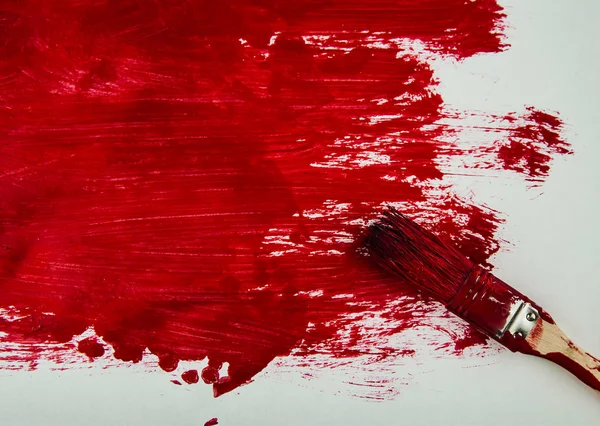 Ecset Fehér Alapon Piros Akvarell Helyszínen Üres Másolat Hely Felirat — Stock Fotó