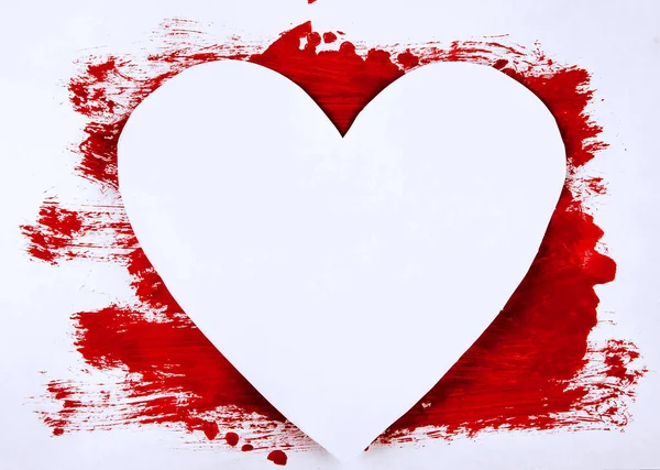 Βάψιμο Μεγάλη Κόκκινη Καρδιά Που Απομονώνονται Λευκό Φόντο Happy Ημέρα — Φωτογραφία Αρχείου