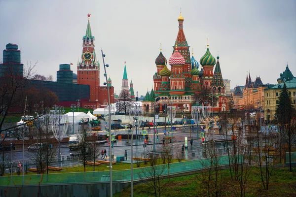 Moscow Rússia Dezembro 2017 Moscovo Kremlin Chuva Kremlin Praça Vermelha — Fotografia de Stock