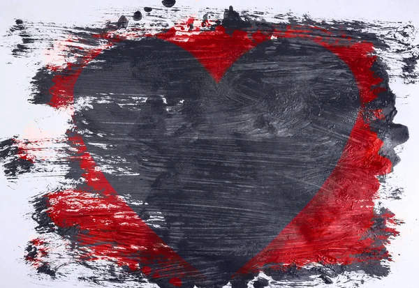 Красные Акварели Пятна Формой Сердца Изолированы Белом Фоне Пустое Место — стоковое фото