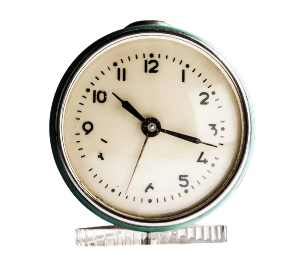 Montre Alarme Vintage Rétro Vieilli Horloge Isolée Sur Fond Blanc — Photo