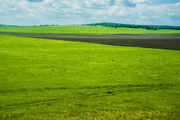 Fekete Talaj Üres Mező Napfény Mezőgazdasági Téren Naplemente Természet Ipari — Stock Fotó