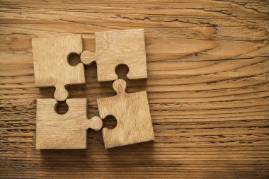 ahşap puzzle parçaları. bağlantı insanlar kavramı