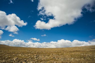 Çorak alan büyük gökyüzü hat ile sonbaharda. manzarası ve ufuk. doğa arka plan. 