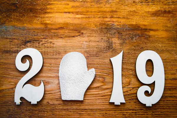 Trä Nummer 2019 För Det Nya Året 2019 Rustika Trä — Stockfoto