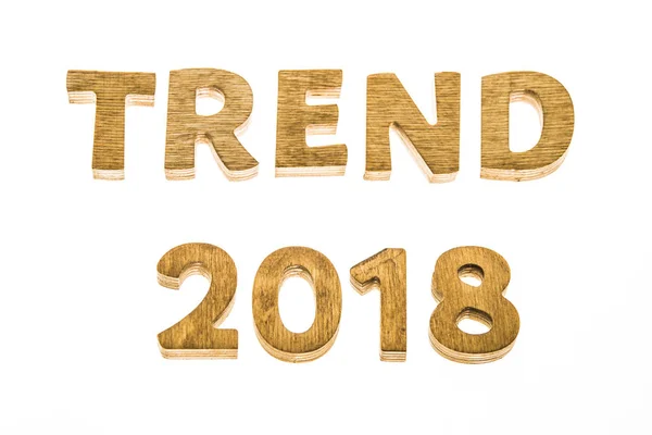 Trenden 2018 Från Trä Bokstäver Tom Kopia Utrymme För Inskription — Stockfoto