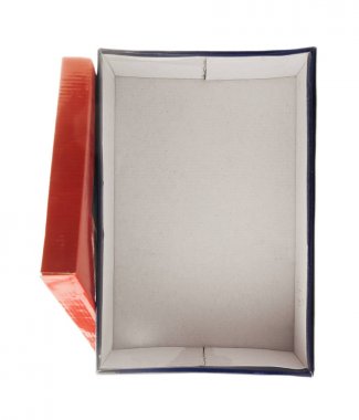 Ayakkabı, beyaz arka plan üzerinde izole için boş açık kutu