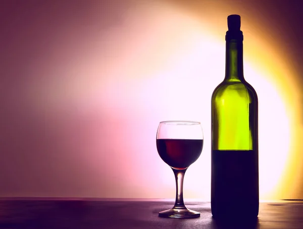 Bouteille Vin Rouge Verre Rempli Vin — Photo