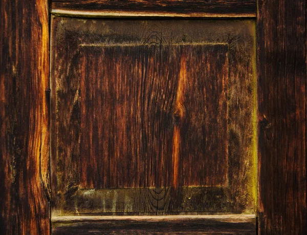 Vintage Hnědý Dřevěný Rám Dveří Prázdné Místo Uvnitř Dřevěné Pozadí — Stock fotografie