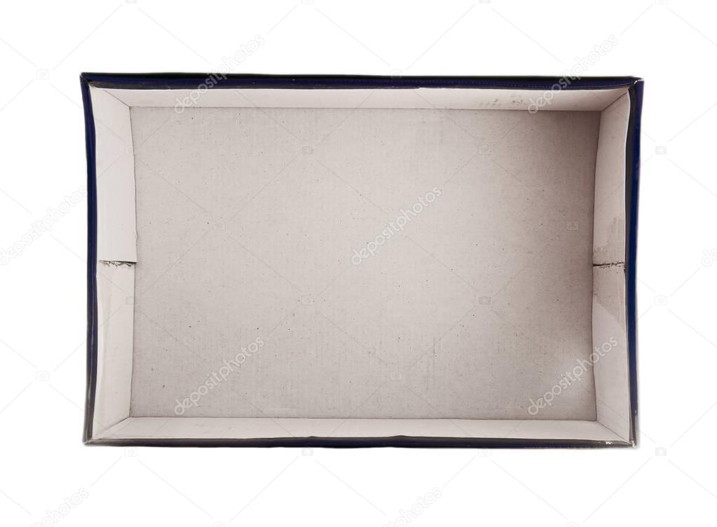empty open box for shoes, isolated on white background