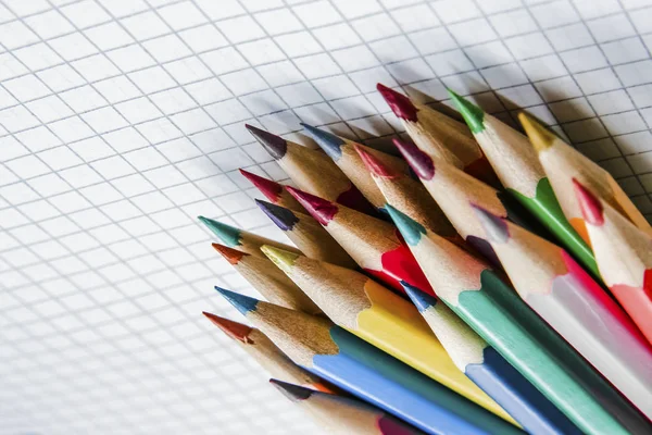 Heap Color Pencils Paper Clean Sheet — Stock Photo, Image
