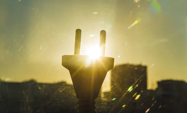 Symbolic Solar Energy Theme Showing Sun Sky Electrical Socket While — Stock Photo, Image