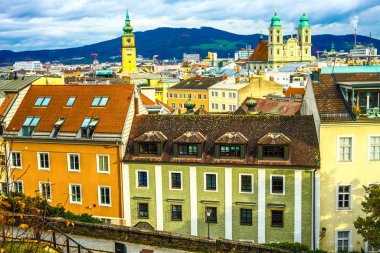 Linz Avusturya şehrin havadan görünümü 