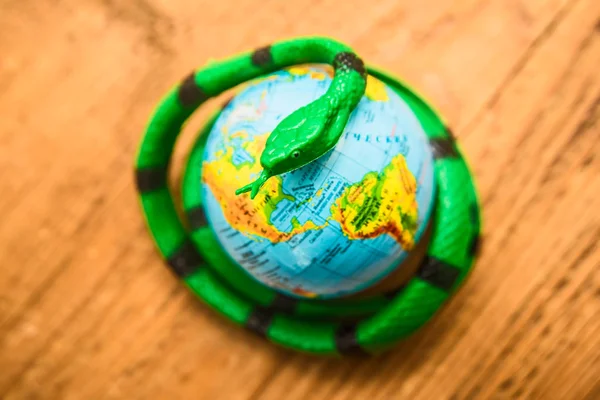 Zöld Fekete Kígyó Ezen Környéken Planet Earth Szimbolizáló Veszély — Stock Fotó