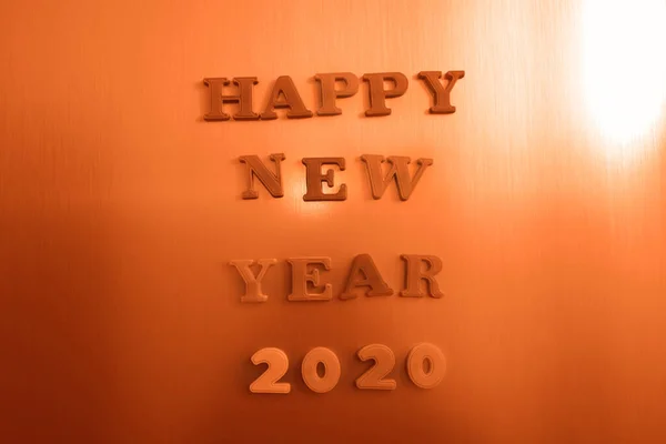 Aufschrift Frohes Neues Jahr 2020 Auf Kühlschrankhintergrund — Stockfoto