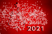 Vánoční strom z hodně konfety a krajky na vinobraní stylu dřevěné textury. Šťastný nový rok 2021