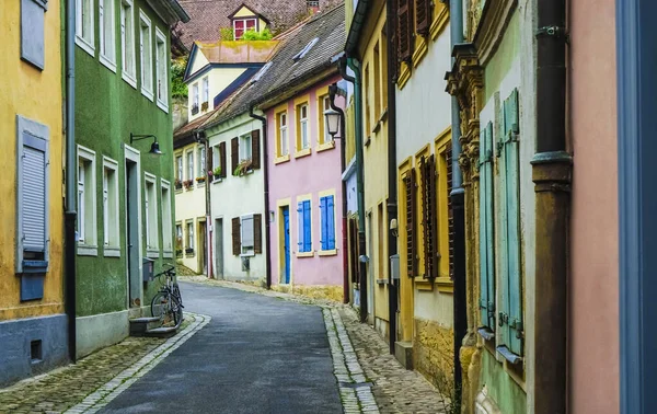 Bamberg Almanya Geleneksel Ortaçağ Binaları Manzarası Eski Renkli Evler Ahşap — Stok fotoğraf