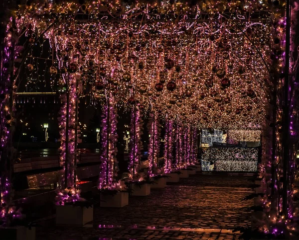 Balões Transparentes Com Luzes Brilhantes Festa Ano Novo Natal Ano — Fotografia de Stock