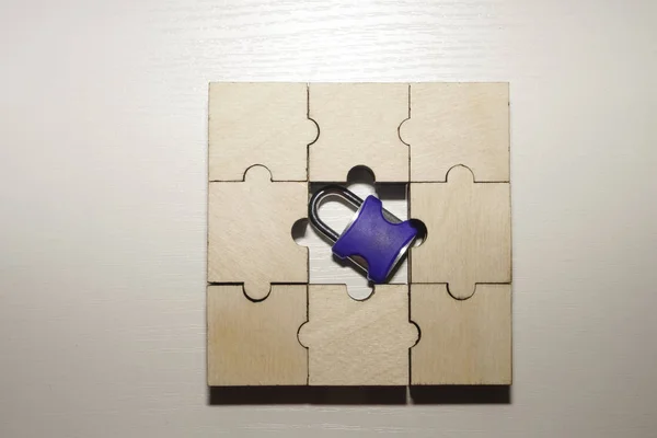 Lock Jigsaw Puzzle Business Security Concept — Stock Photo, Image