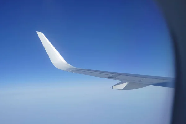 Вікно Літака Видом Небо Крило Літака Вид Крило Пасажирського Літака — стокове фото