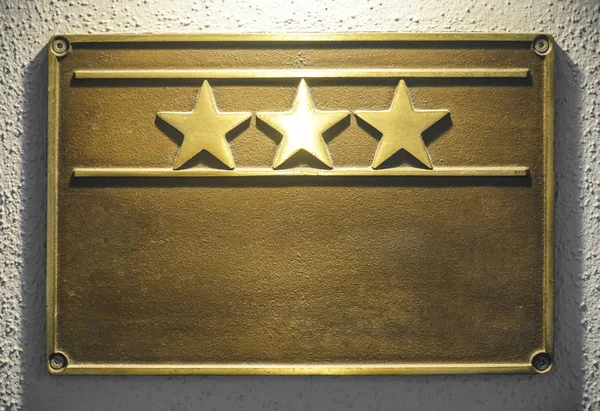 Красивий Знак Hotel Трьома Зірками Металевої Пластини Біля Вхідних Дверей — стокове фото