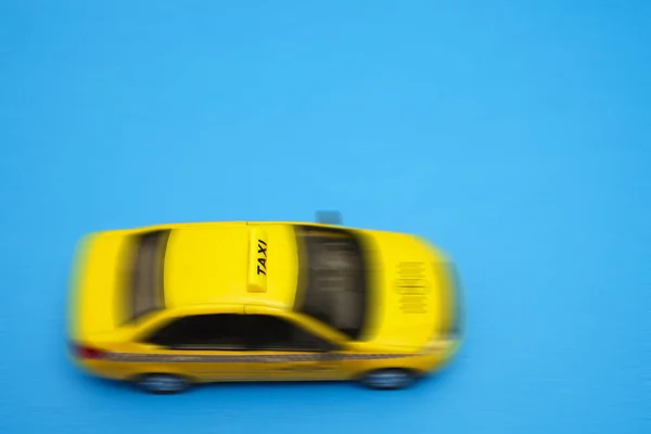 Sárga Taxi Autó Felülnézet Transzport Jel Autó Meghajtó Szimbólum Kék — Stock Fotó