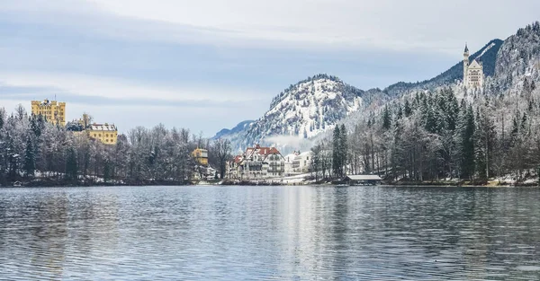 Alpsee See Bayern Deutschland Landschaften Berge Winter Schnee Neuschwanstein Hohenschwangau — Stockfoto